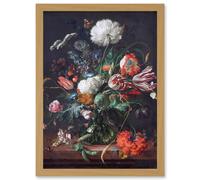 Artery8 Jan Davidsz De Heem Vase Of Flowers Floral Artwork Framed Wall Art Print A4