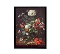 Artery8 Jan Davidsz De Heem Vase Of Flowers Framed Canvas Wall Art Print | Size: W12" x H16" Artery8 Multicolor W12" x H16"