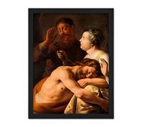 Artery8 Jan Lievens Samson And Delilah Bible Paitning Artwork Framed Wall Art Print 18X24 Inch