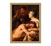 Artery8 Jan Lievens Samson And Delilah Bible Paitning Artwork Framed Wall Art Print 18X24 Inch