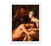 Artery8 Jan Lievens Samson And Delilah Bible Paitning Artwork Framed Wall Art Print 18X24 Inch