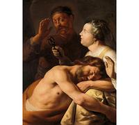 Artery8 Jan Lievens Samson And Delilah Bible Paitning Premium Wall Art Canvas Print 18X24 Inch