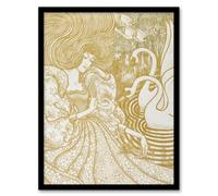 Artery8 Jan Toorop Framed Wall Art Woman With A Butterfly At Pond With Two Swans - A3 Size