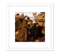 Artery8 Jan Van Eyck Saint Francis Of Assisi Stigmata 8X8 Inch Square Wooden Framed Wall Art Print Picture with Mount in White Artery8 White