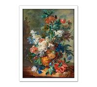 Artery8 Jan Van Huysum Still Life With Flowers Painting Artwork Framed Wall Art Print 18X24 Inch