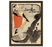 Jane Avril Henri Toulouse Lautrec France Cabaret Paris A4 Artwork Framed Wall Art Print Artery8 Brown One Size