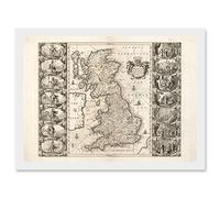 Artery8 Jansson 17th Century Anglo Saxon Map Britain Brittania Artwork Framed A3 Wall Art Print