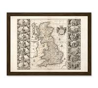 Artery8 Jansson 17th Century Anglo Saxon Map Britain Brittania Artwork Framed A3 Wall Art Print