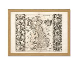 Artery8 Jansson 17th Century Anglo Saxon Map Britain Brittania Artwork Framed A3 Wall Art Print