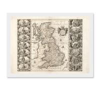 Artery8 Jansson 17th Century Anglo Saxon Map Britain Brittania Artwork Framed Wall Art Print A4
