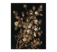 Artery8 Japanese Autumn Flowers G A Audsley Vintage Wall Art Print Poster in Black | Size: W18" x H24" Artery8 Black W18" x H24"