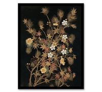 Artery8 Japanese Autumn Flowers Wall Art Print Framed Poster 12x16 inch Artwork By G A Audsley : Japanese Floral Artwork Suited For Hallway Or Bedroom Combining Nature Elegance And Cultural Beauty