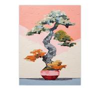 Artery8 Japanese Bonsai Tree Plant Pot Thick Palette Knife Oil Painting Large Wall Art Poster Print Thick Paper 18X24 Inch