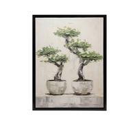 Artery8 Japanese Bonsai Trees In Pots Framed Canvas Wall Art Print in Grey | Size: W18" x H24" Artery8 Grey W18" x H24"
