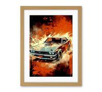 Artery8 Japanese Drift Car JDM Action Scene Painting Red Blue Speed Motorsport Driving Artwork Framed Wall Art Print 18X24 Inch