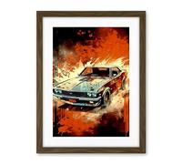 Artery8 Japanese Drift Car JDM Action Scene Painting Red Blue Speed Motorsport Driving Artwork Framed Wall Art Print 18X24 Inch