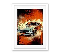 Artery8 Japanese Drift Car JDM Action Scene Painting Red Blue Speed Motorsport Driving Artwork Framed Wall Art Print 18X24 Inch