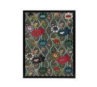 Artery8 Japanese Floral Pattern G A Audsley Black Framed Canvas Wall Art | Size: W24" x H32" Artery8 Multicolor W24" x H32"
