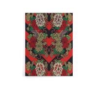 Artery8 Japanese Red Fan Floral Pattern Audsley Vintage Canvas Wall Art | Size: W12" x H16" Artery8 Red W12" x H16"