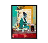 Artery8 Japanese Tea Ceremony Scene Framed Canvas Wall Art Print | Size: W18" x H24" Artery8 Multicolor W18" x H24"