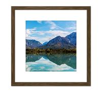 Artery8 Jaritz Ferlach Reservoir Drava Austria Landscape Photo 8X8 Inch Square Wooden Framed Wall Art Print Picture with Mount in Brown Artery8 Brown