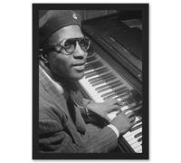 Jazz Legend Thelonious Monk Cool Black & White A4 Artwork Framed Wall Art Print Artery8 Black One Size