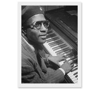 Jazz Legend Thelonious Monk Cool Black & White A4 Artwork Framed Wall Art Print Artery8 White One Size