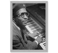Artery8 Jazz Legend Thelonious Monk Cool Black & White A4 Artwork Framed Wall Art Print in Light Grey Artery8 Light Grey