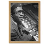 Jazz Legend Thelonious Monk Cool Black & White A4 Artwork Framed Wall Art Print Artery8 Light Oak One Size