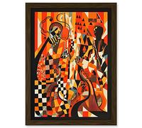 Artery8 Jazz Music Band Musicians Abstract Modern Folk Art Painting Artwork Framed A3 Wall Art Print