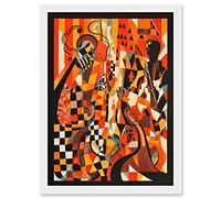 Artery8 Jazz Music Band Musicians Abstract Modern Folk Art Painting Artwork Framed A3 Wall Art Print