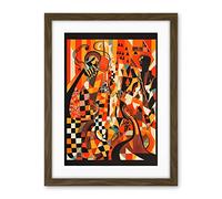 Artery8 Jazz Music Band Musicians Abstract Modern Folk Art Painting Artwork Framed Wall Art Print 18X24 Inch