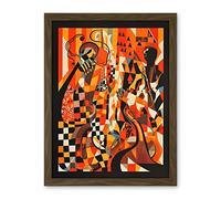 Artery8 Jazz Music Band Musicians Abstract Modern Folk Art Painting Artwork Framed Wall Art Print 18X24 Inch