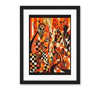 Artery8 Jazz Music Band Musicians Abstract Modern Folk Art Painting Artwork Framed Wall Art Print 18X24 Inch