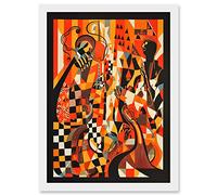 Artery8 Jazz Music Band Musicians Abstract Modern Folk Art Painting Artwork Framed Wall Art Print A4