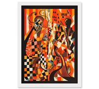 Artery8 Jazz Music Band Musicians Abstract Modern Folk Art Painting Artwork Framed Wall Art Print A4