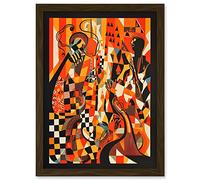 Artery8 Jazz Music Band Musicians Abstract Modern Folk Art Painting Artwork Framed Wall Art Print A4