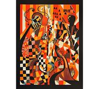 Artery8 Jazz Music Band Musicians Abstract Modern Folk Art Painting Large Wall Art Poster Print Thick Paper 18X24 Inch