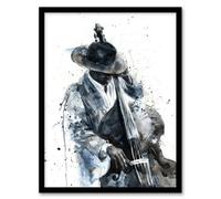 Artery8 Jazz Music Double Bass Player Watercolour Wall Art Print - A4 Size
