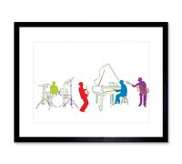 Artery8 Jazz Piano Blues Drums Saxaphone Music Home 12x16" Framed Art Print | Size: W12" x H16" Artery8 Multicolor W12" x H16"