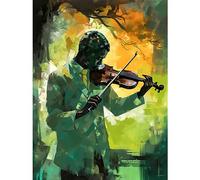 Artery8 Jazz Violin Player Playing Violin Under a Tree Extra Large XL Wall Art Poster Print
