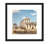 Artery8 Jean Baptiste Camille Corot House & Factory Of Monsieur Henry 8X8 Inch Square Wooden Framed Wall Art Print Picture with Mount in Black Artery8 Black