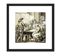 Artery8 Jean Baptiste Greuze Savoyard With A Dancing Doll 8X8 Inch Square Wooden Framed Wall Art Print Picture with Mount in Black Artery8 Black