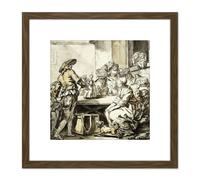 Artery8 Jean Baptiste Greuze Savoyard With A Dancing Doll 8X8 Inch Square Wooden Framed Wall Art Print Picture with Mount in Brown Artery8 Brown