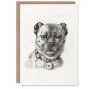 Artery8 Jean Bernard Art Card Dog Head with a Collar Pencil Drawing