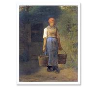 Artery8 Jean Francois Millet Girl Carrying Water Painting Art Print Framed Poster Wall Decor 12x16 inch