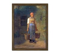 Artery8 Jean Francois Millet Girl Carrying Water Painting Artwork Framed Wall Art Print 18X24 Inch