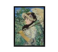 Artery8 Jeanne Spring Parasol Portrait Manet Black Framed Canvas Art in Green | Size: W18" x H24" Artery8 Green W18" x H24"
