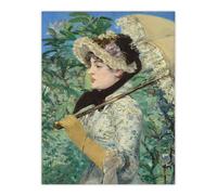 Artery8 Jeanne Spring Parasol Portrait Manet Vintage Wall Art Print Poster in Green | Size: W18" x H24" Artery8 Green W18" x H24"