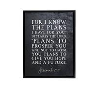 Artery8 Jeremiah 29 11 I Know The Plans Have Bible Quote Framed Canvas Wall Art Print in Grey | Size: W18" x H24" Artery8 Grey W18" x H24"